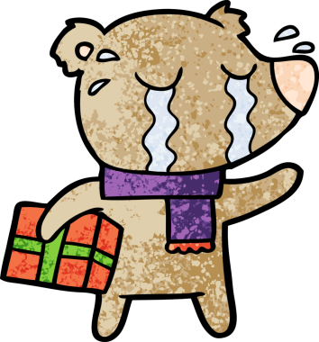 Bir insan tarafından çizilmiş ağlayan ayı karikatürü.