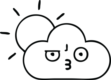 Bir insan tarafından çizilmiş güneş ışığı ve bulut çizimi