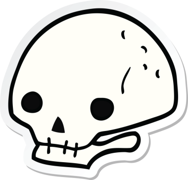 Bir insan tarafından çizilmiş ürkütücü bir karikatür çıkartması.