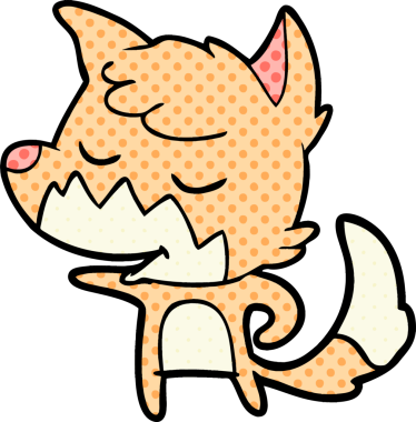 Bir insan tarafından çizilmiş dost canlısı çizgi film tilkisi