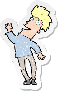 Bir insan tarafından çizilmiş mutlu bir adamın karikatür yapıştırması.