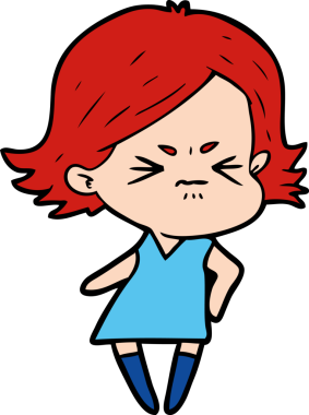 Bir insan tarafından çizilmiş kızgın bir kadın.