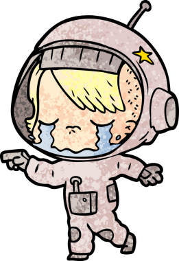 Bir insan tarafından çizilmiş ağlayan astronot kız.