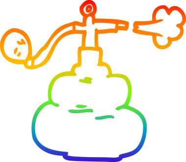 Bir insan tarafından çizilmiş karikatür parfüm şişesinin çizimi.