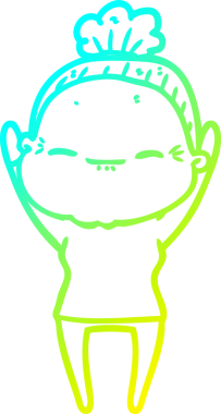 Bir insan tarafından çizilmiş barışçıl, yaşlı bir kadının soğuk çizgi çizimi.