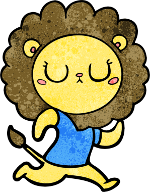 Bir insan tarafından çizilmiş koşu aslanı.