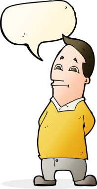 Bir insan tarafından çizilmiş konuşma balonu olan çizgi film dostu bir adam.