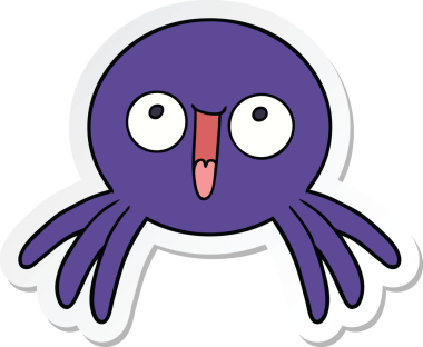 Bir insan tarafından çizilmiş mutlu çizgi film örümceğinin çıkartması.