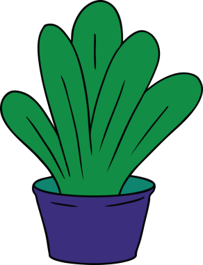 Bir insan tarafından çizilmiş yeşil bir bitkinin el çizimi karikatürü.