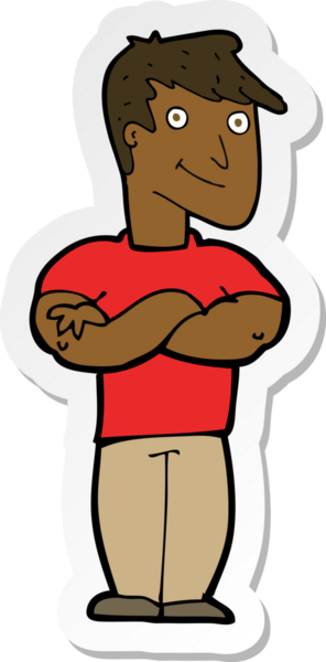 Bir insan tarafından çizilmiş kaslı bir adamın çıkartması.