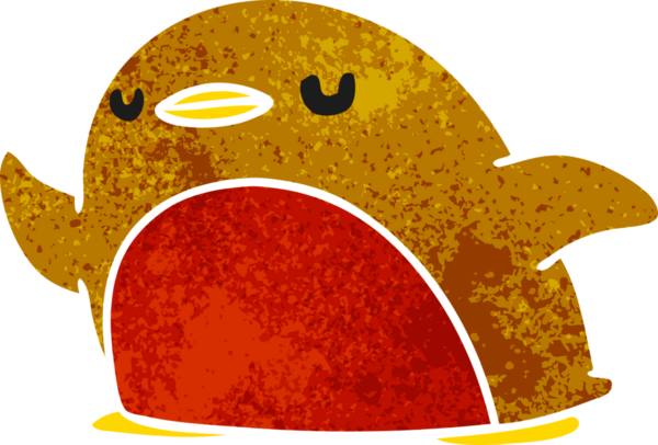 Serbest çizim retro çizgi film Şirin kawaii kırmızı robin bir insan tarafından çizildi