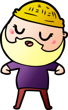 Bir insan tarafından çizilmiş sakallı bir çizgi film adamı.