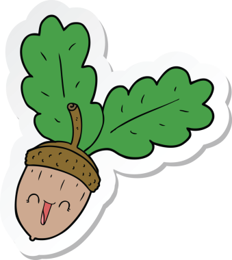 Bir insan tarafından çizilmiş bir palamut çıkartması.