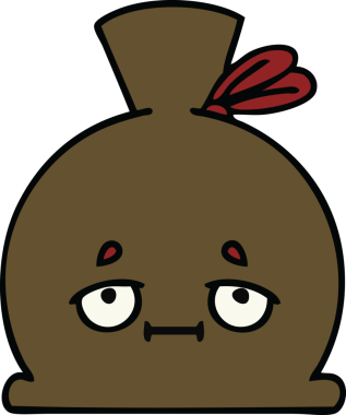 Bir insan tarafından çizilmiş şirin bir çuval karikatürü