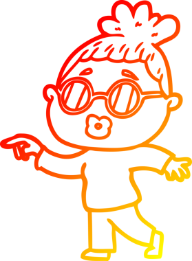 Bir insan tarafından çizilmiş gözlüklü bir karikatür kadın çizimi.