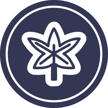 Bir insan tarafından çizilmiş marihuana yaprağı dairesel simgesi