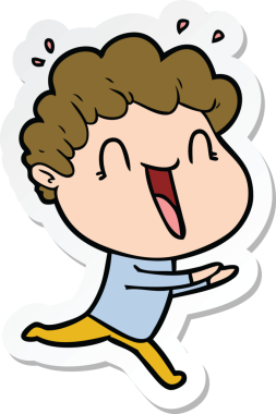 Bir insan tarafından çizilmiş mutlu bir adamın çıkartması.