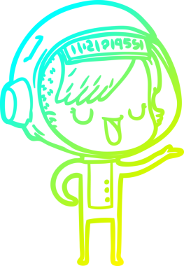 Bir insan tarafından çizilmiş soğuk gradyan çizgili astronot kadın çizimi.