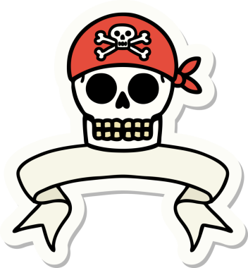 Bir insan tarafından çizilmiş korsan kafatası dövmesi çıkartması.