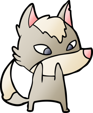 Bir insan tarafından çizilmiş utangaç bir çizgi film kurdu.