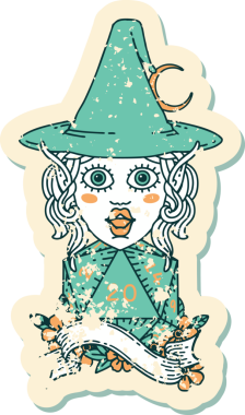 Retro Dövme Biçimli elf karakteri Bir insan tarafından çizilmiş doğal yirmi zar atışıyla