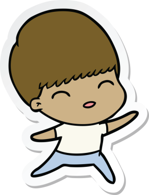 Bir insan tarafından çizilmiş mutlu bir çizgi film çocuğunun çıkartması.