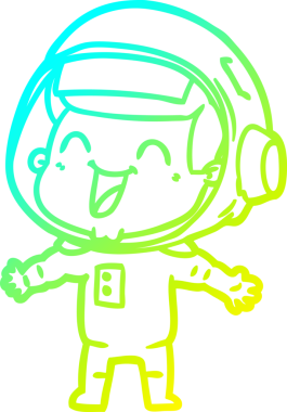 Bir insan tarafından çizilmiş mutlu bir astronotun soğuk gradyan çizimi.