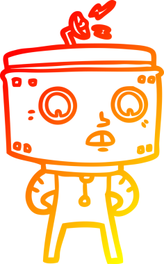 Bir insan tarafından çizilen çizgi film robotunun sıcak çizgi çizimi