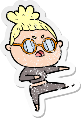 Bir insan tarafından çizilmiş bir karikatürün sıkıntılı çıkartması.