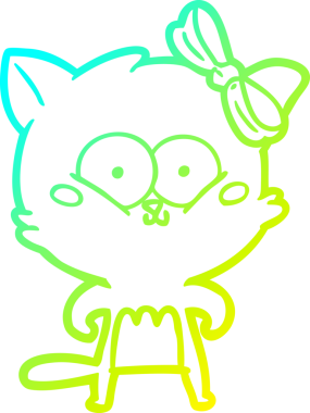 Bir insan tarafından çizilen çizgi film kedisinin soğuk gradyan çizgisi.