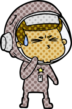 Çizgi film bir insan tarafından çizilmiş astronot.