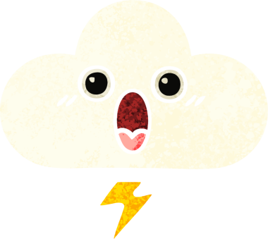 Bir insan tarafından çizilmiş bir fırtına bulutunun retro çizim tarzı karikatürü