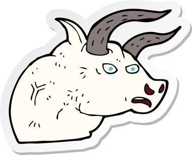 Bir insan tarafından çizilmiş kızgın bir boğa kafasının çıkartması.