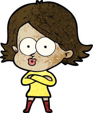 Çizgi film kızı somurtuyor bir insan tarafından