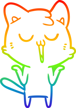 gökkuşağı gradyan çizgi çizimi bir insan tarafından çizilmiş bir çizgi film kedisi