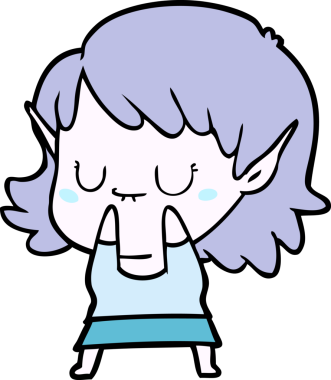 Bir insan tarafından çizilmiş mutlu elf kızı.