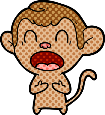 Bir insan tarafından çizilmiş bağıran çizgi maymun.