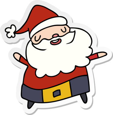 Bir insan tarafından çizilmiş Noel Baba 'nın resimli çıkartması.