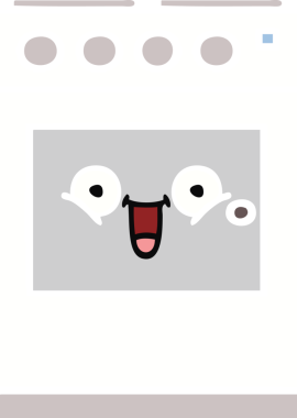 Bir insan tarafından çizilmiş mutfak fırınının düz renkli retro karikatürü