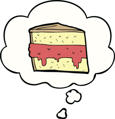 Bir insan tarafından çizilmiş düşünce balonlu çizgi film pastası.