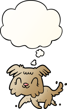 Düşünce baloncuğu olan çizgi film köpeği bir insan tarafından çizilmiş.