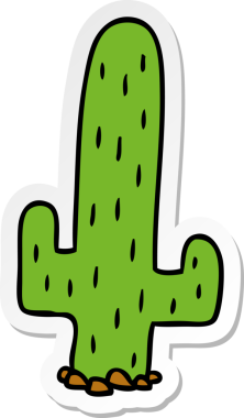 Bir insan tarafından çizilmiş bir kaktüsün el çizimi karikatürü.