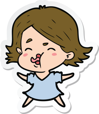 Bir insan tarafından çizilmiş bir karikatür kızının çıkartması.