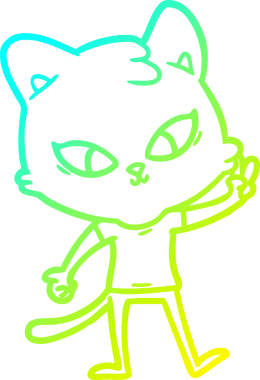 Bir insan tarafından çizilmiş bir çizgi film kedisinin soğuk gradyan çizgisi.