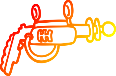 Bir insan tarafından çizilmiş bir ışın tabancasının sıcak eğimli çizgisi.