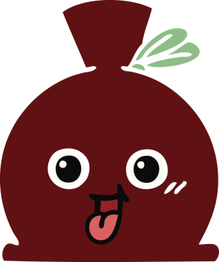 Bir insan tarafından çizilmiş bir çuvalın düz renkli retro karikatürü