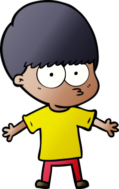 Bir insan tarafından çizilmiş sinirli çizgi film çocuğu.