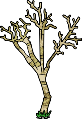 Bir insan tarafından çizilmiş bir kış ağacı.