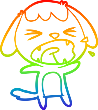 Gökkuşağı gradyan çizgisi bir insan tarafından çizilmiş şirin bir çizgi köpek havlaması.