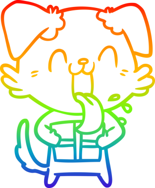 Gökkuşağı gradyan çizgi çizimi Bir insan tarafından çizilmiş nefes nefese bir köpek